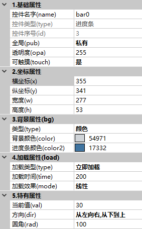 进度条属性